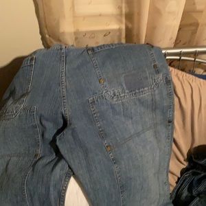 A very unique style of blue jeans